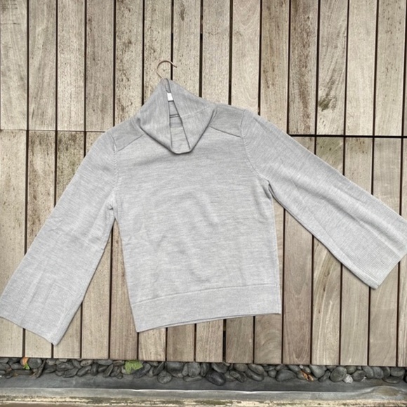 LULULEMON Grey Knit Cowl Neck Bell Sleeve Sweater - Picture 2 of 5